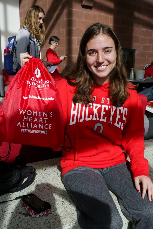 Students received a free T-shirt and swag bag with a water bottle, hot/cold compress and stress ball at the screenings.